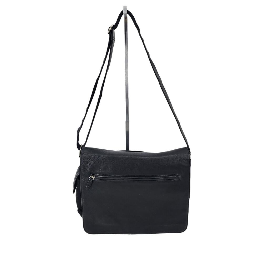Fossil Black Leather Large Adjustable Strap Laptop Messenger Bag